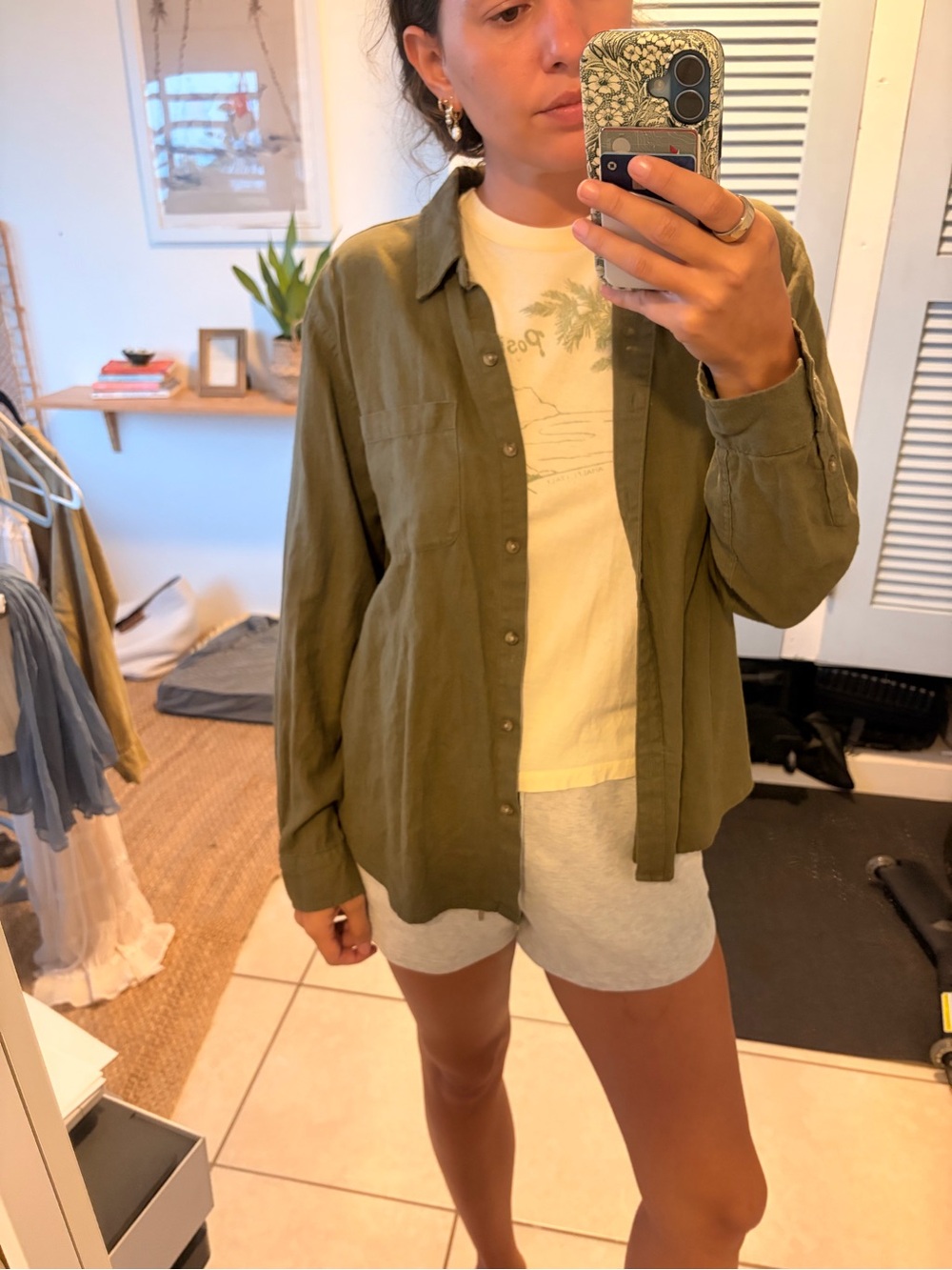Olive Green Button-Up Shirt